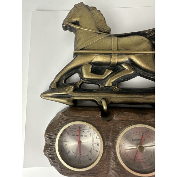 Vintage Barometer Humidity Thermometer MCM Retro Equestrian - Picture 2 of 9